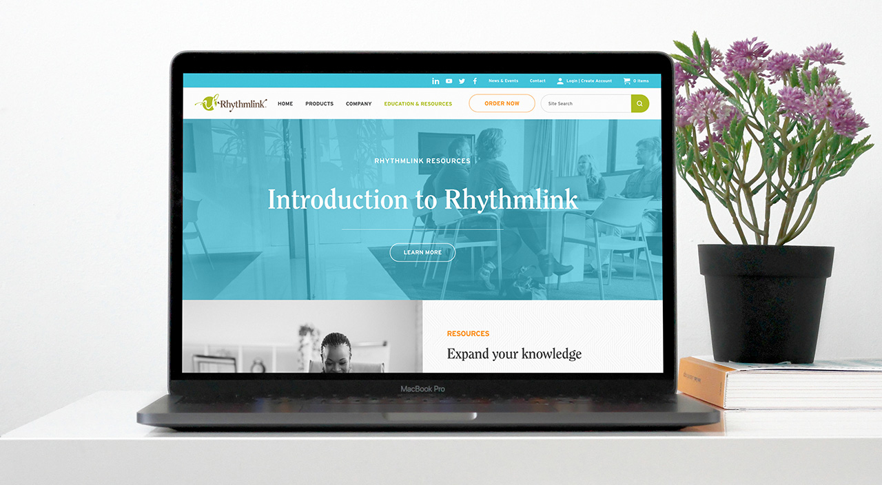 Mockup of Rhythmlink website on laptop
